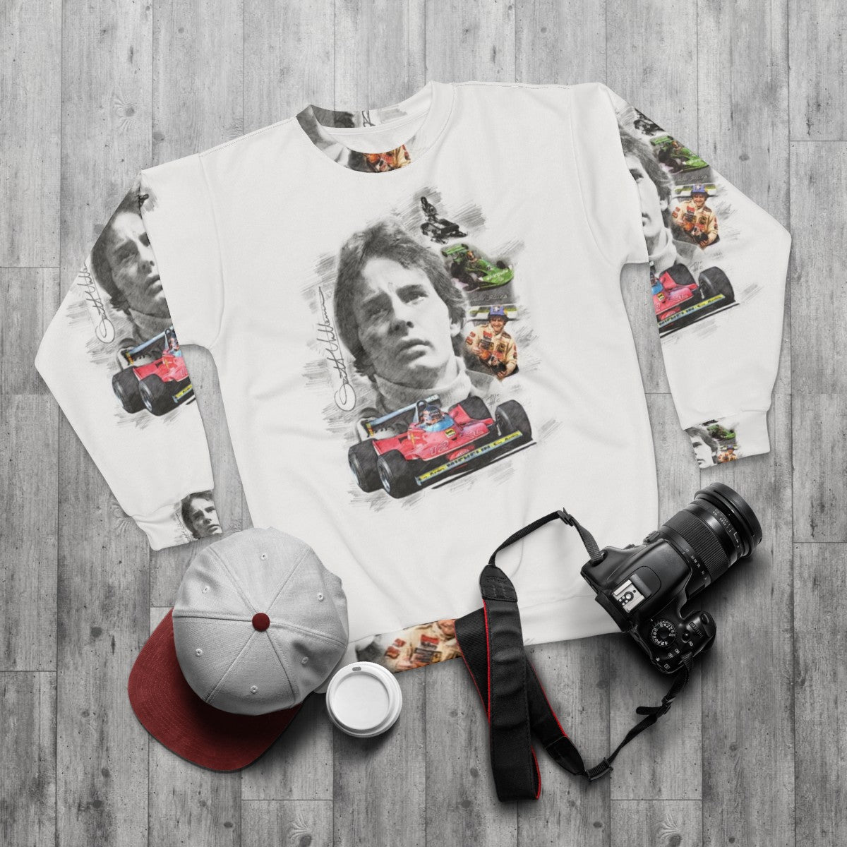 Gilles Villeneuve Formula 1 Racing Sweatshirt - flat lay