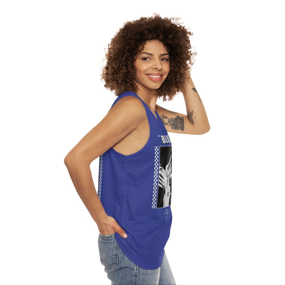 Blue Velvet movie poster design on unisex tank top - women side