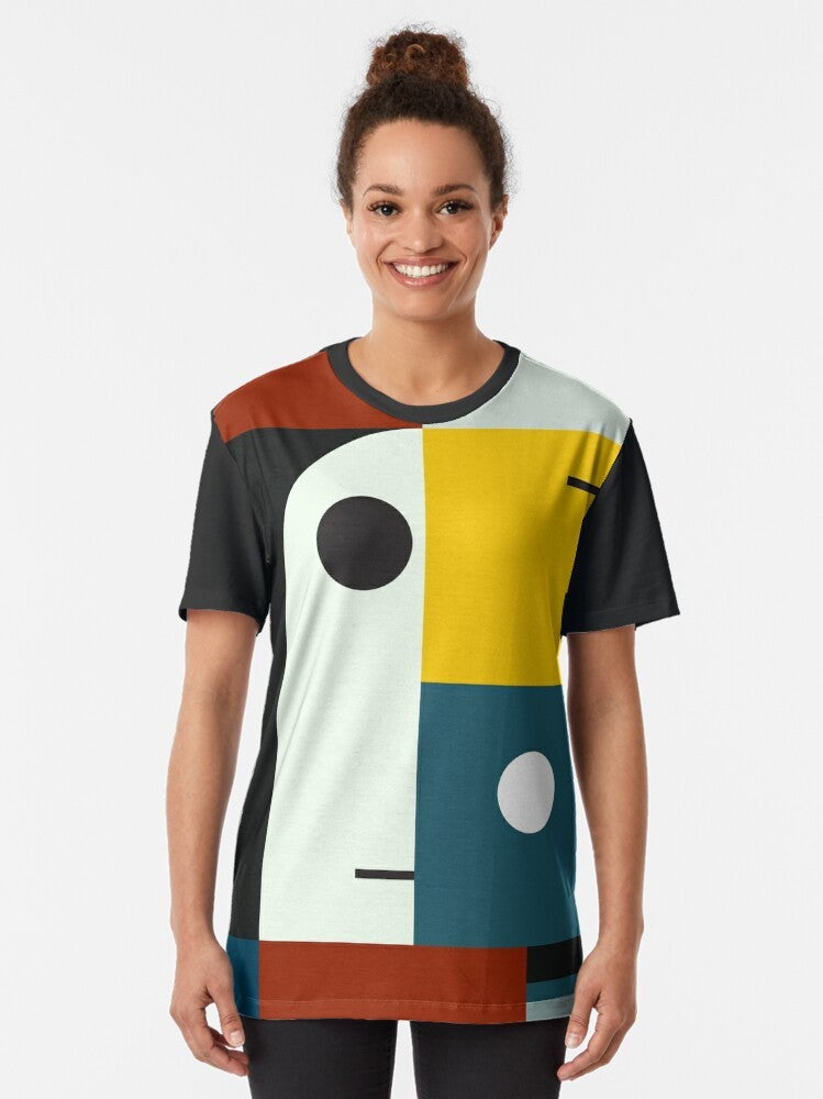 Bauhaus modernism graphic t-shirt featuring shapes and colors - Women