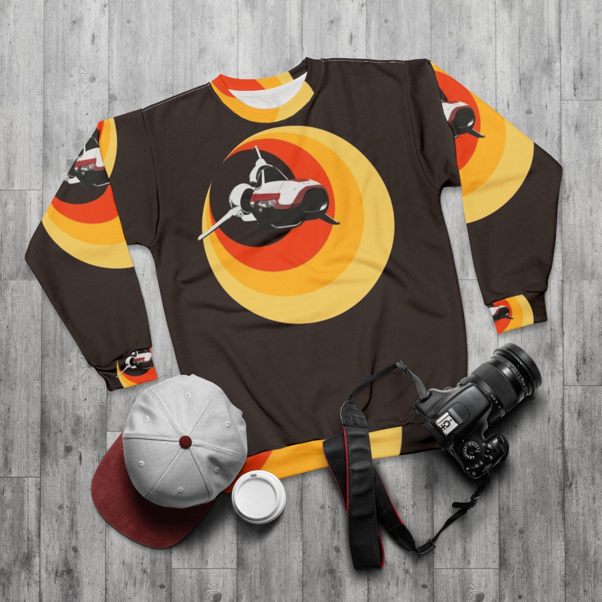 Turbo Boost Sci-Fi Retro Sweatshirt - flat lay