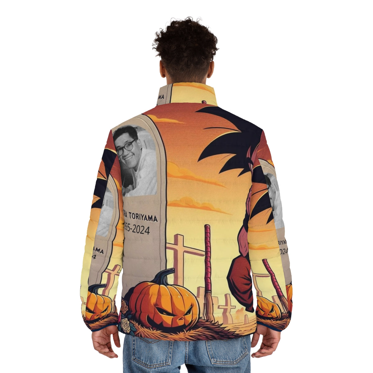 Akira Toriyama inspired Dragon Ball Z puffer jacket - men back