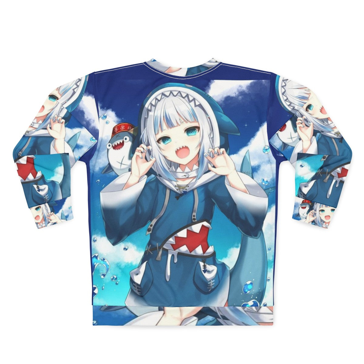 Gawr Gura Hololive Anime Sweatshirt featuring a kawaii chibi design - Back