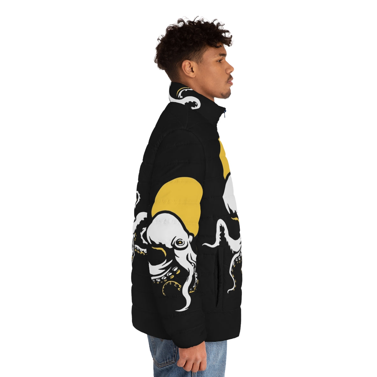 Octopus puffer jacket with Pieuvre Design graphic - men side right