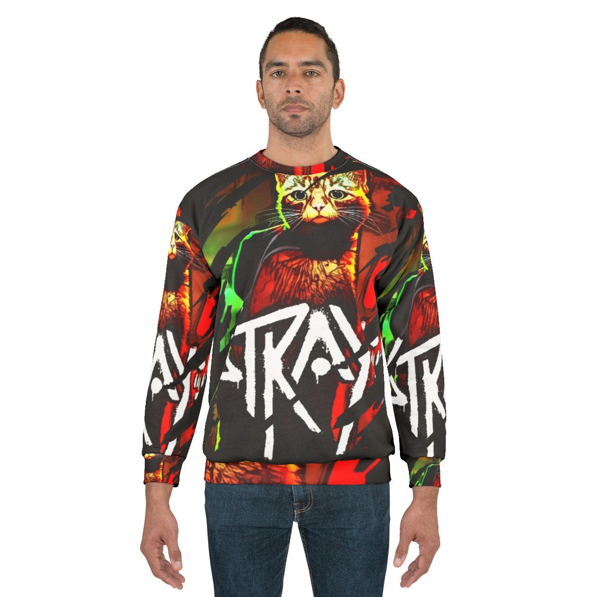 Stray game cat-themed cool retro style sweatshirt - men