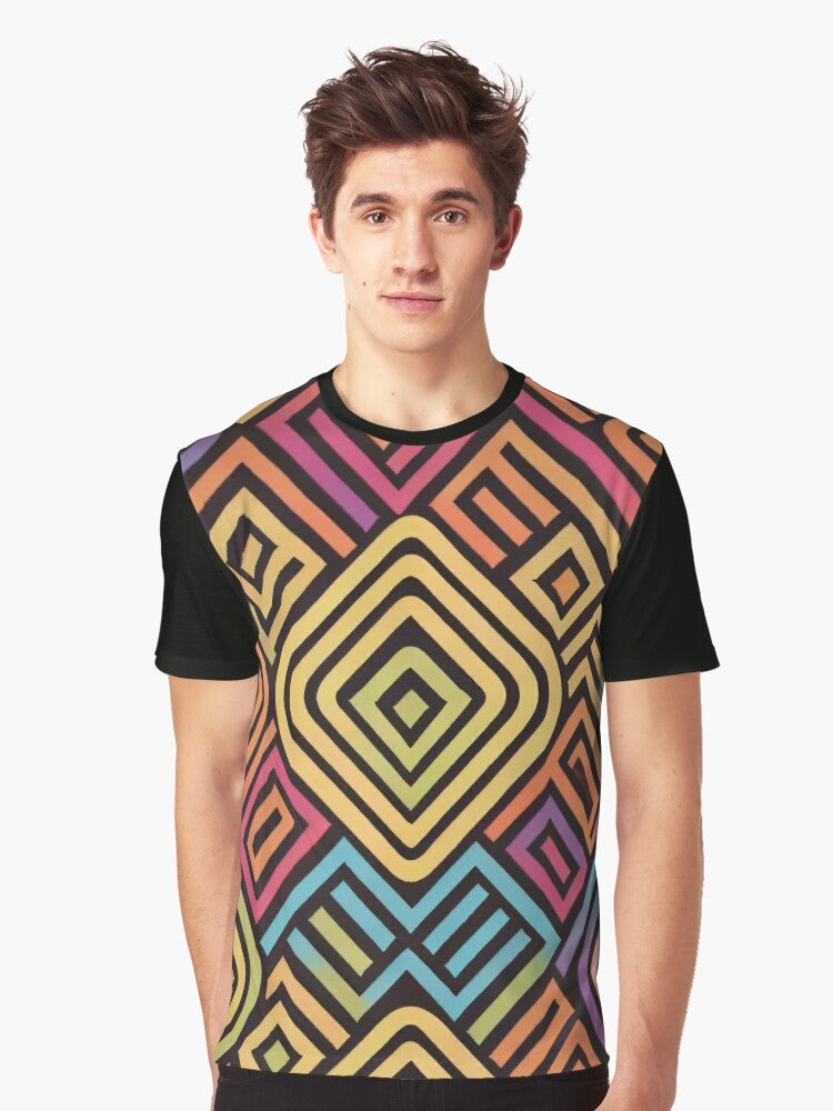 Colorful graphic t-shirt with a gender diversity pattern, representing inclusivity for the lgbtq and nonbinary community. - Men