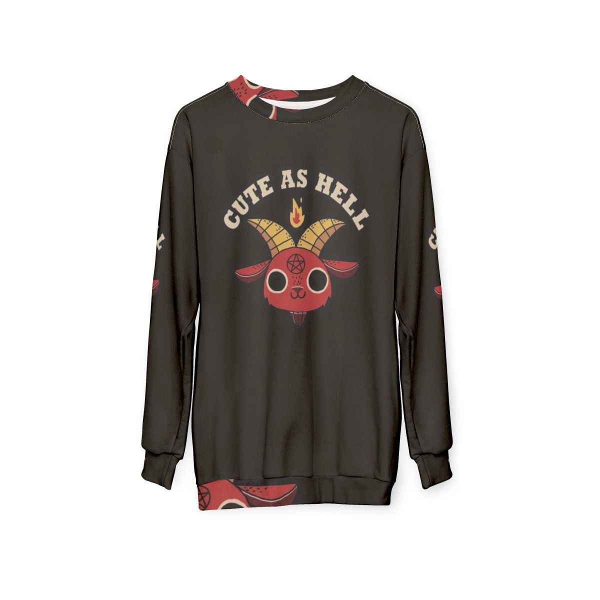 Cute As Hell Unisex Sweatshirt with Retro Demon Graphic - hanging