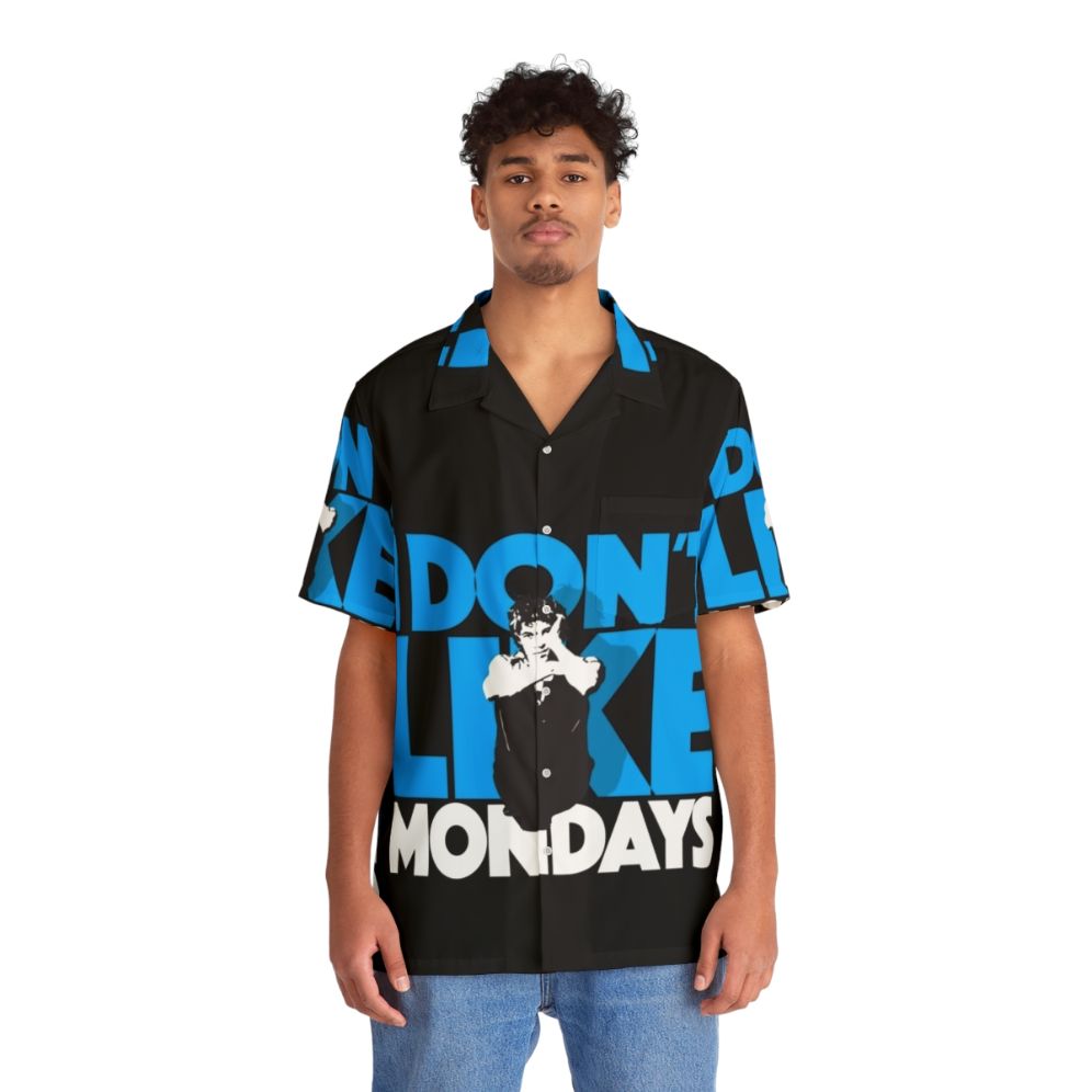 "I Don't Like Mondays" 80s Hawaiian Shirt with Punk Rock and New Wave Influences - People Front