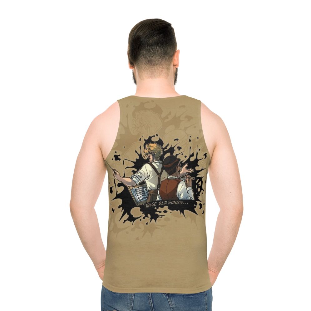 Unisex tank top with abstract ink splatter design - men back