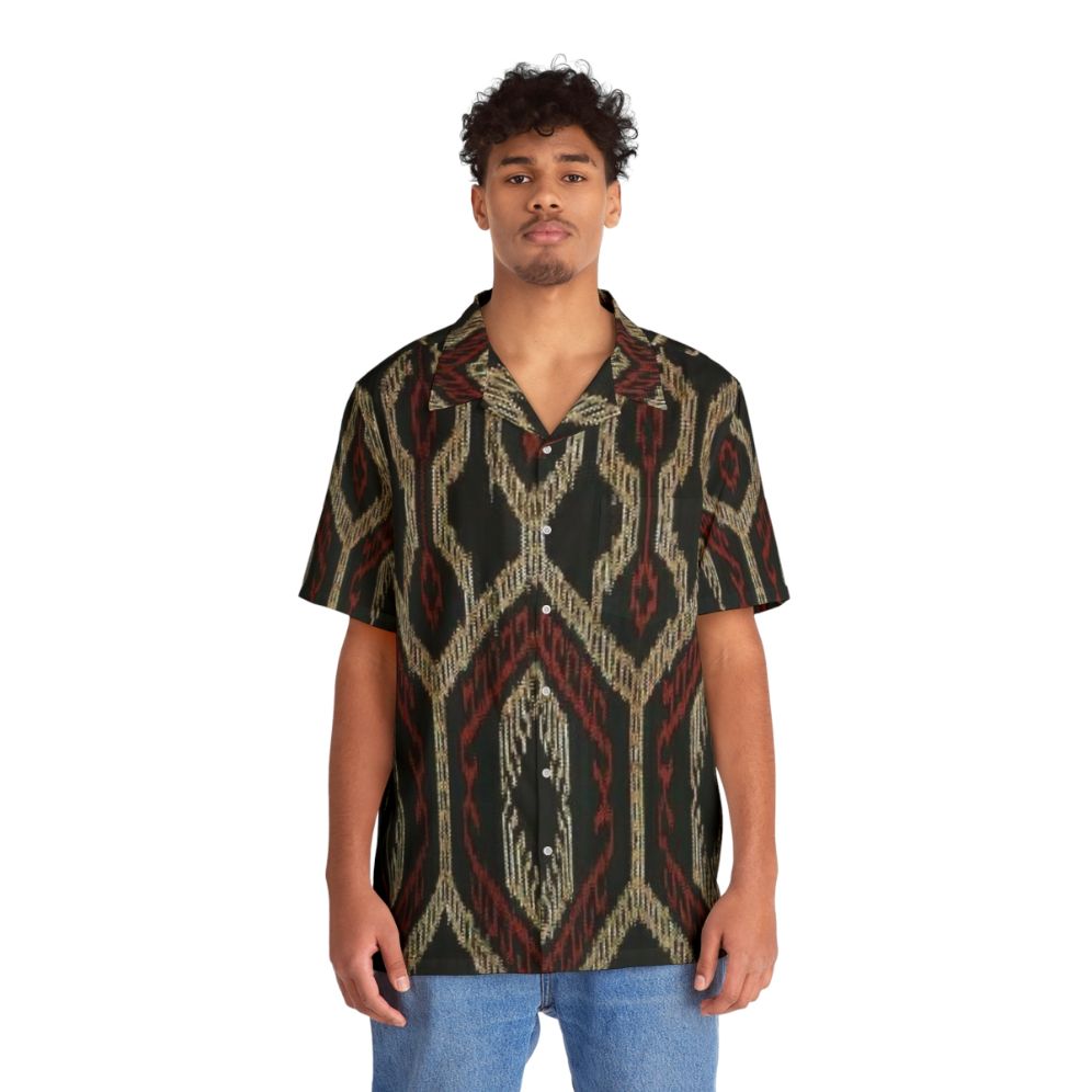 Ethnic Design Hawaiian Shirt with Mountain Scenery and Cultural Patterns - People Front