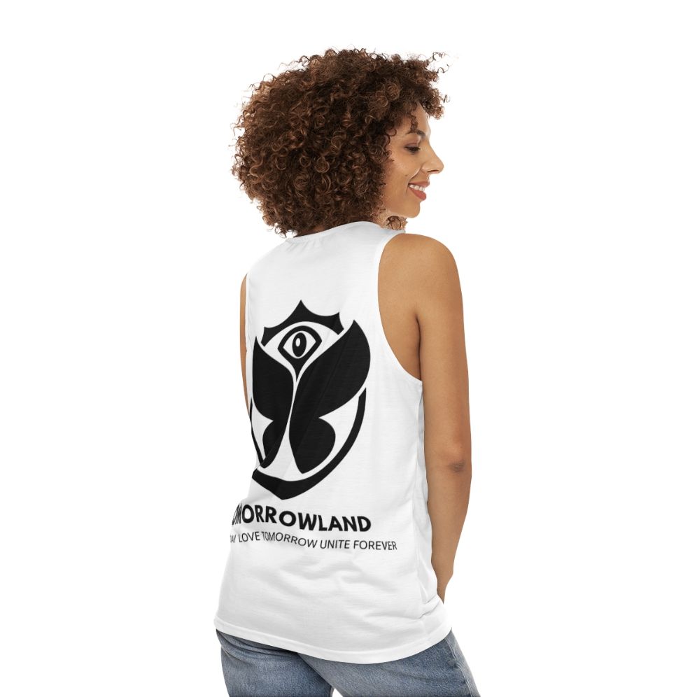 Tomorrowland Unisex Tank Top with EDM Festival Design - women back