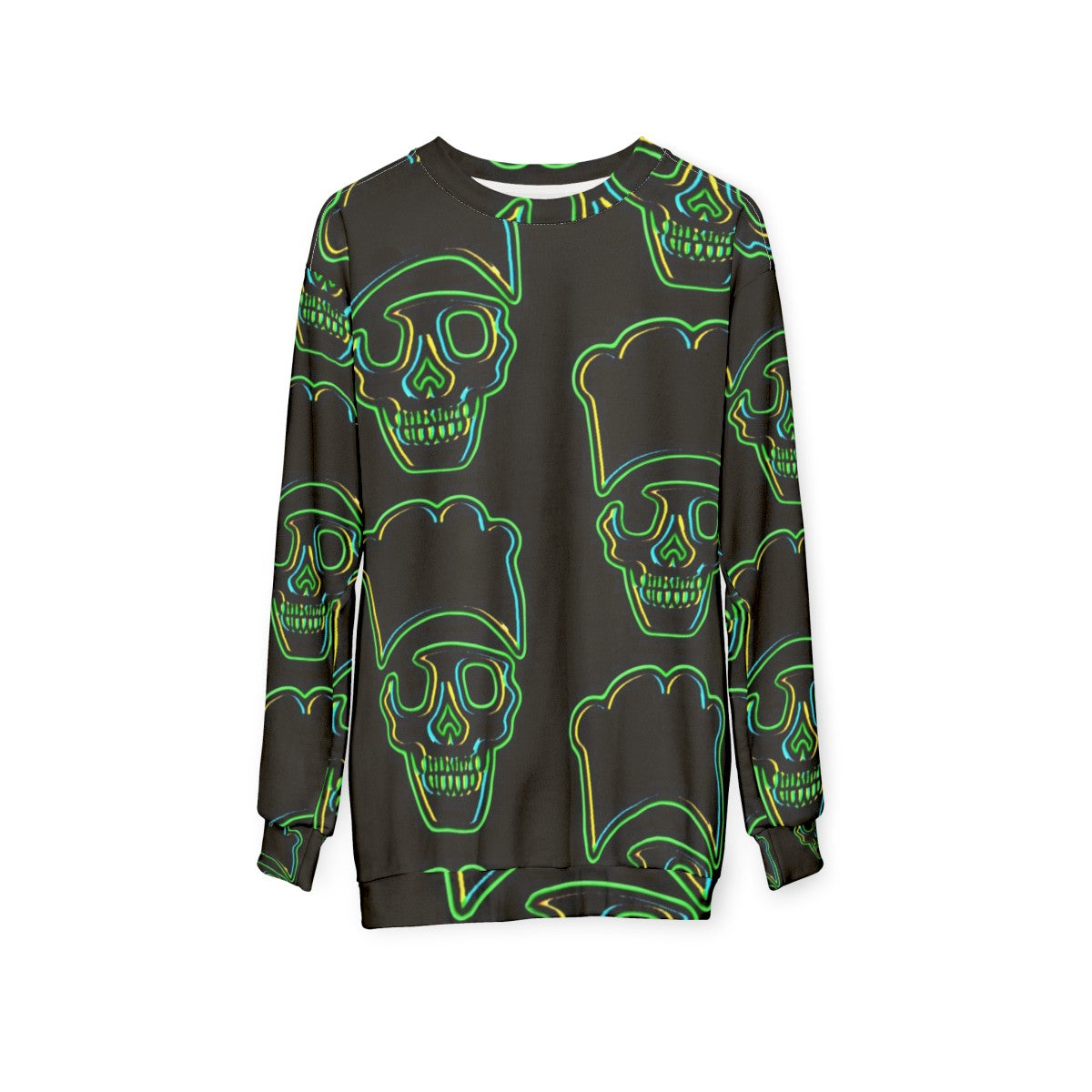 Skull Chef Green Cooking Sweatshirt - hanging