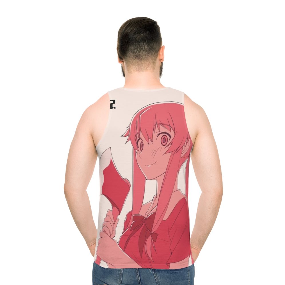 Mirai Nikki anime unisex tank top featuring Yuno Gasai - men back