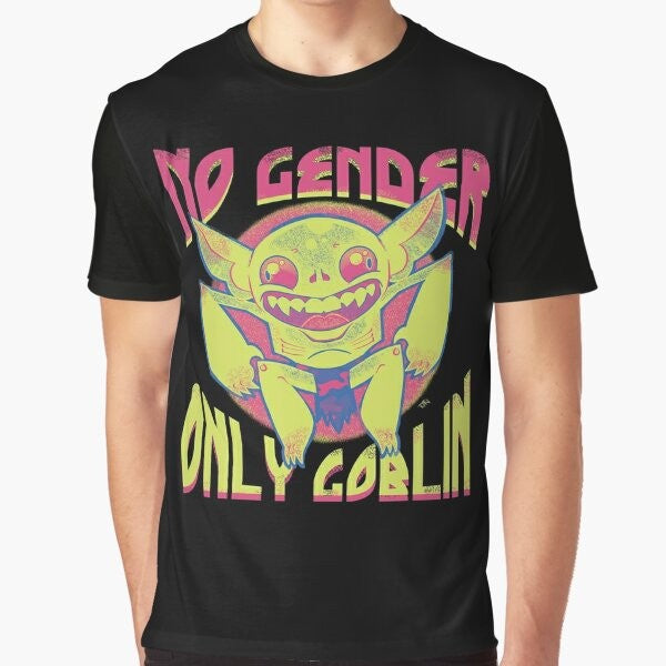 No Gender, Only Goblin - Fantasy T-Shirt with Skull, Bones, and Cryptid Graphic