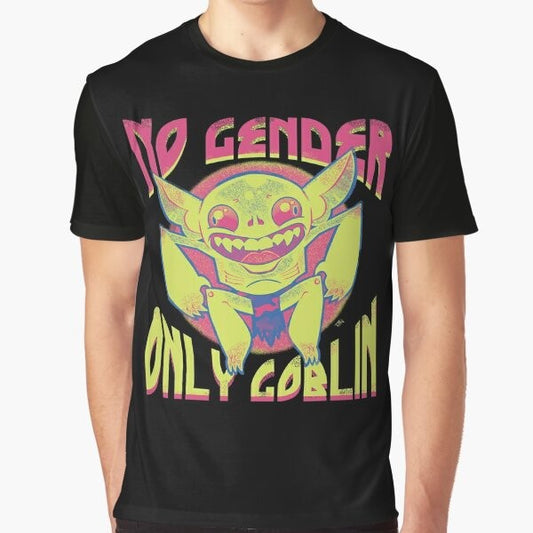 No Gender, Only Goblin - Fantasy T-Shirt with Skull, Bones, and Cryptid Graphic