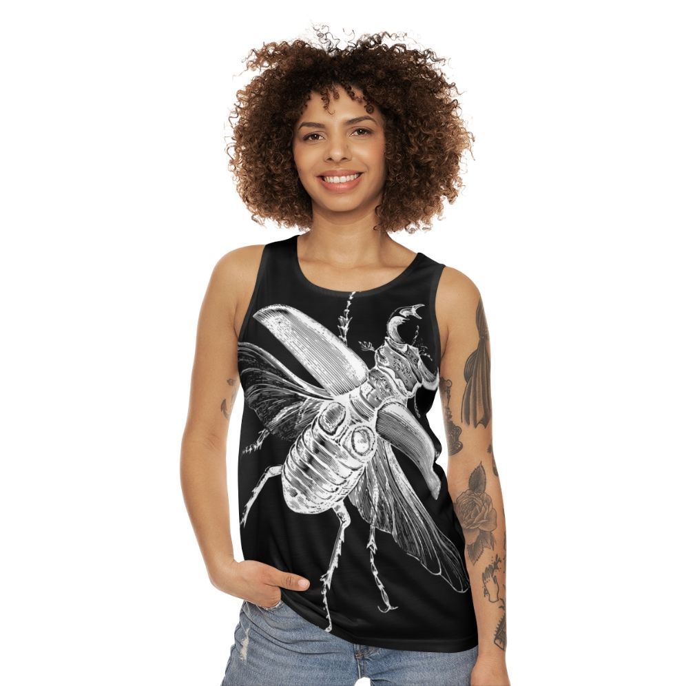 Vintage Stag Beetle Bug Engraving Unisex Tank Top - women