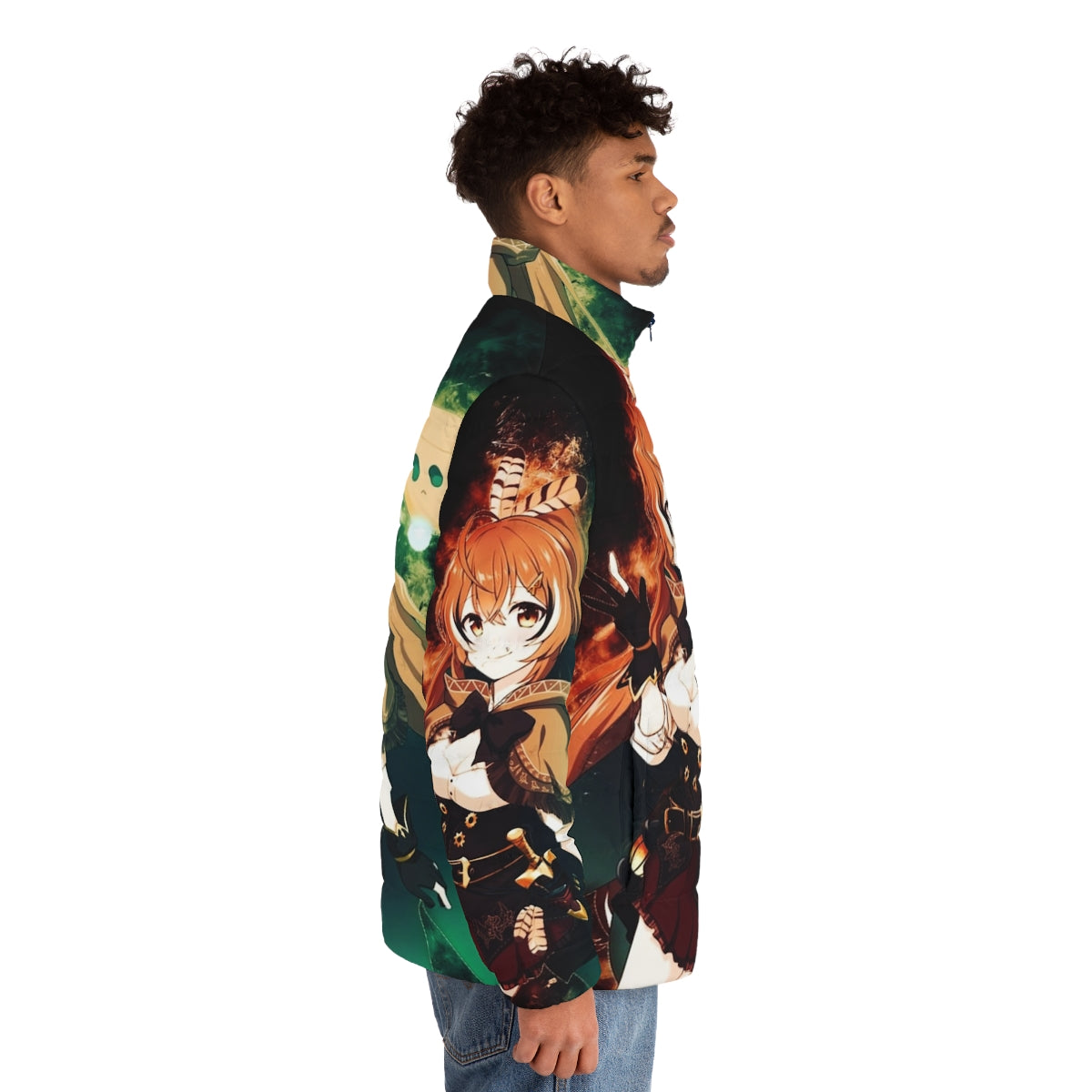 Nanashi Mumei Hololive Puffer Jacket featuring the cute owl virtual youtuber - men side right