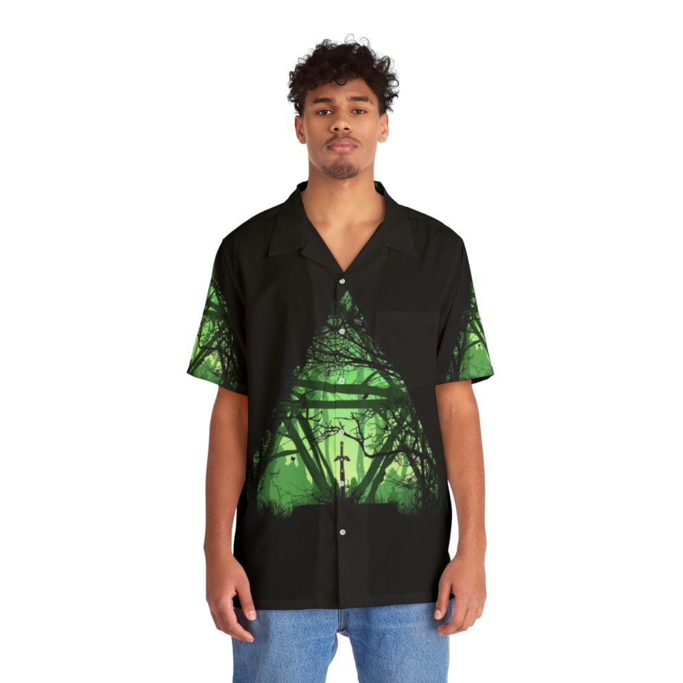 Sword In The Forest Hawaiian Shirt - Fantasy Gaming Nature Landscape - People Front