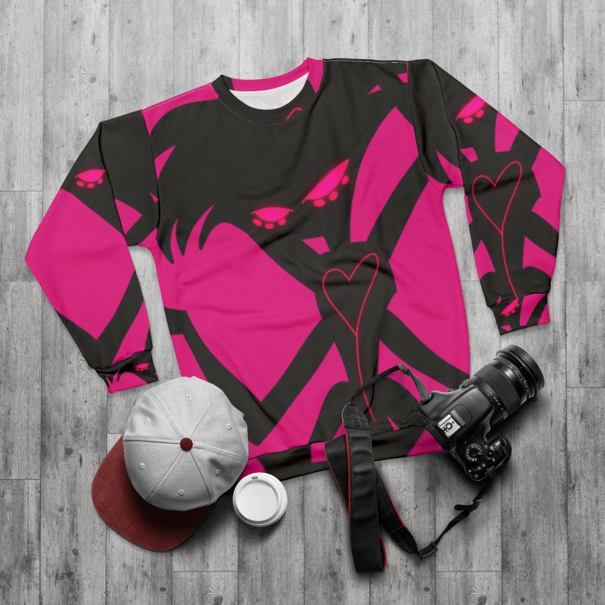 Neon Angel Dust Sweatshirt with Spiderweb Design - flat lay