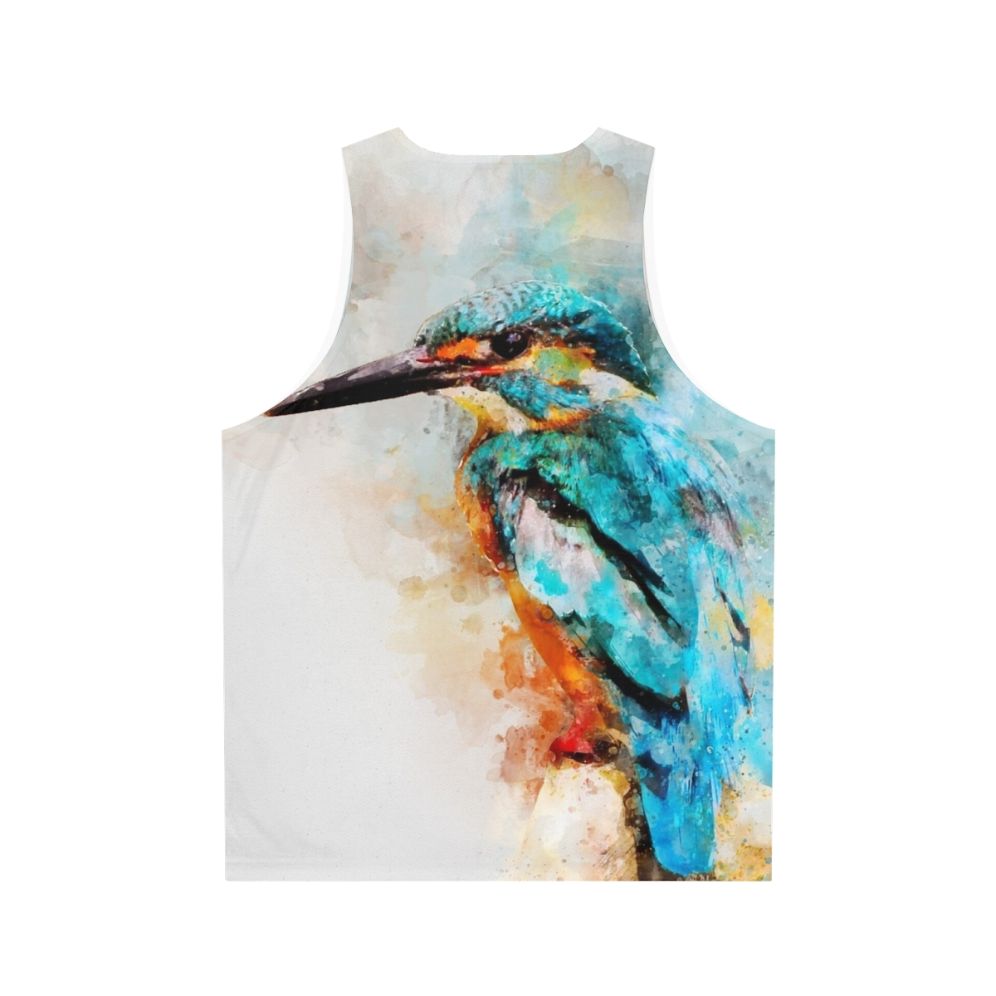 Unisex tank top with vibrant watercolor kingfisher design - Back