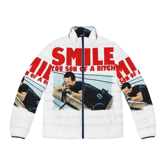 Smile Puffer Jacket inspired by the classic horror movie Jaws