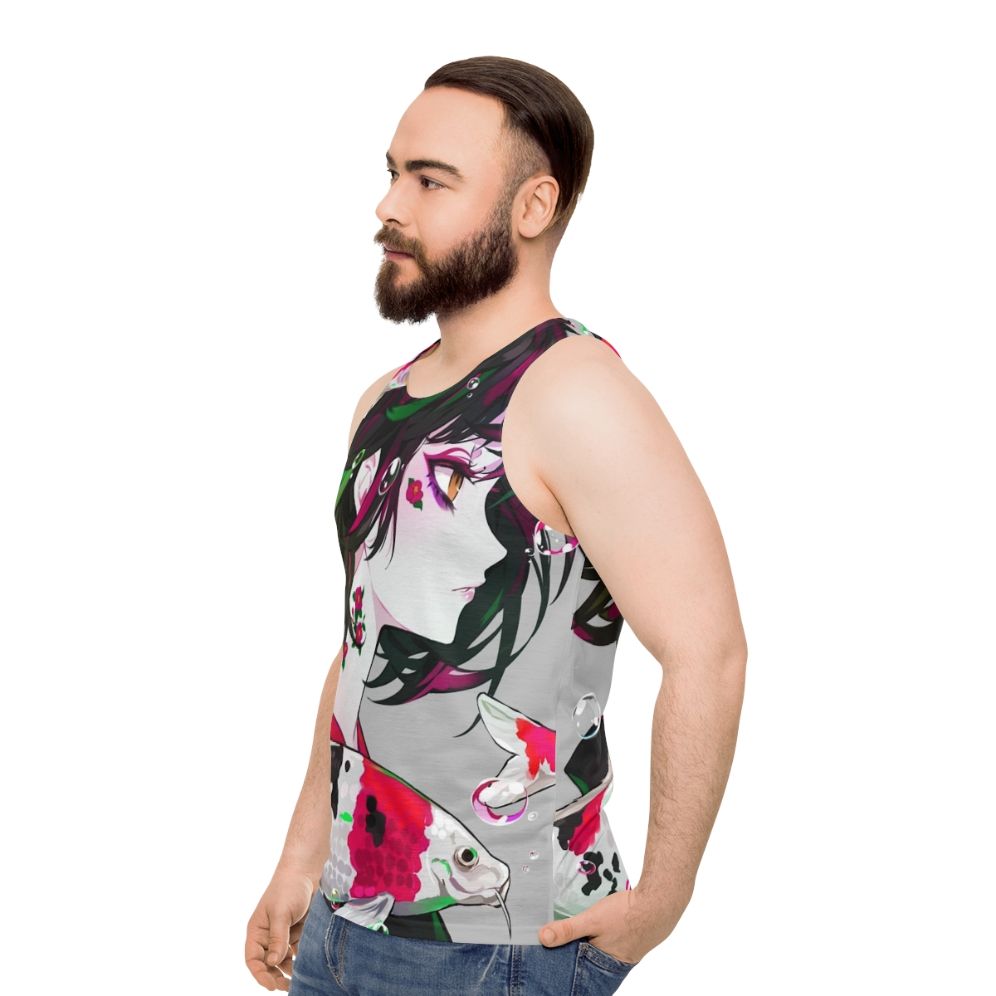 Vivid koi fish design unisex tank top - men side