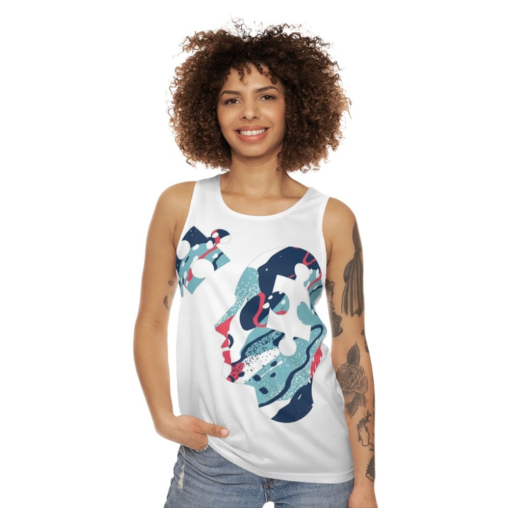 Unisex brain puzzle tank top - women