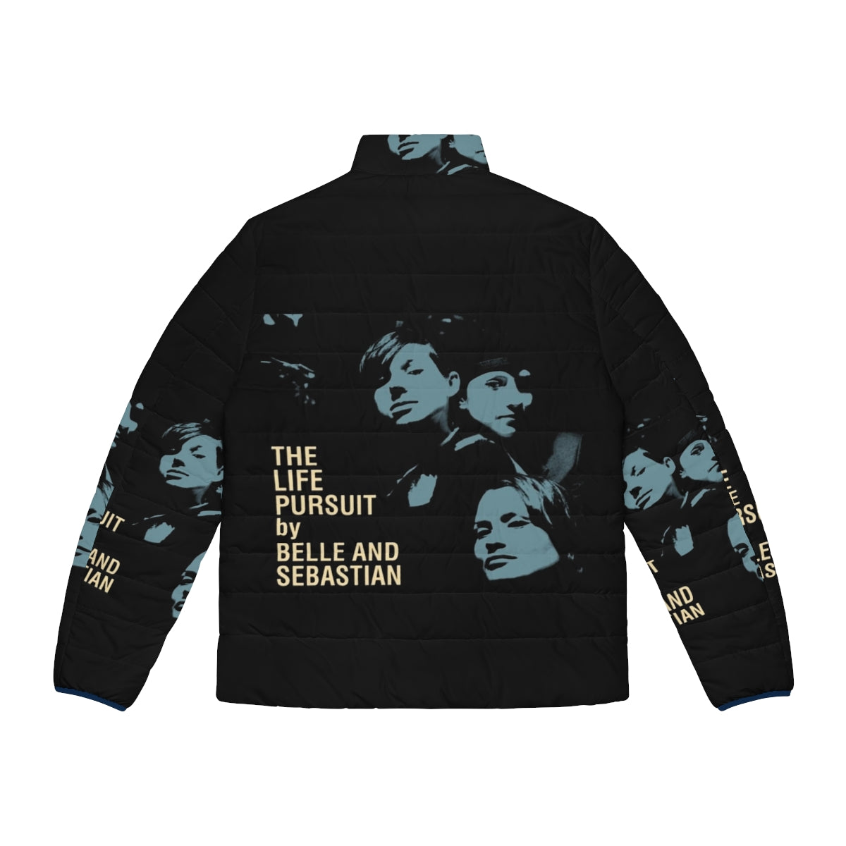 Belle and Sebastian inspired puffer jacket with indie band design - Back