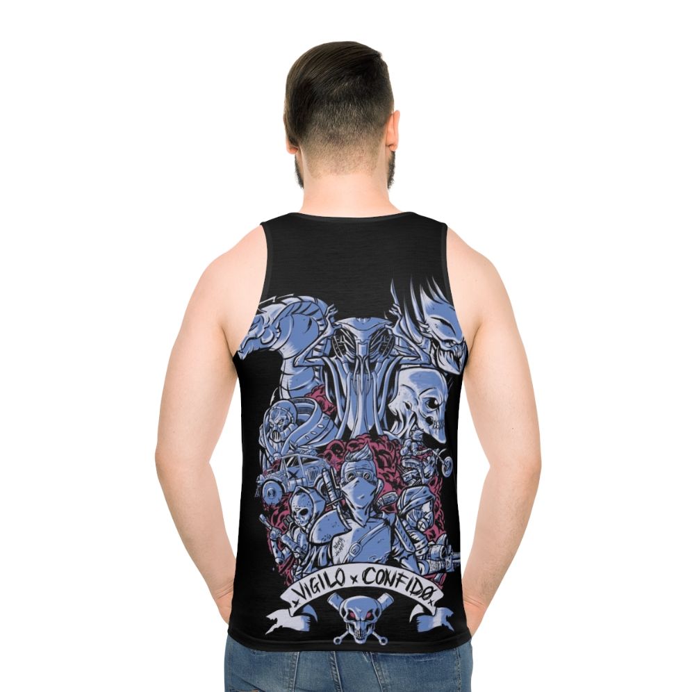 Tactical futuristic unisex tank top with XCOM inspired design - men back