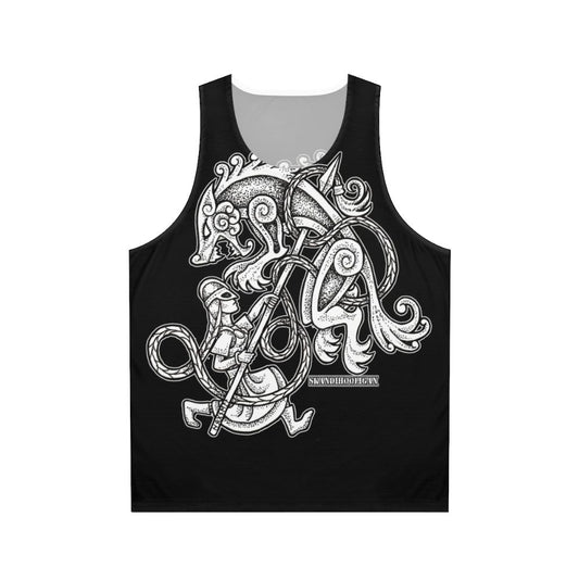 Shieldmaiden Huntress Unisex Tank Top featuring a wolf design