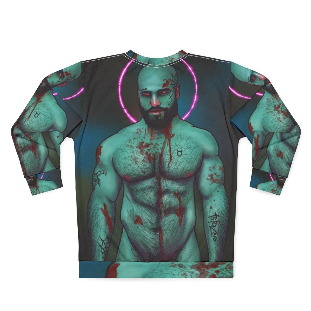 Astra Zero Dark Art LGBTQ Sweatshirt for Muscle Daddies - Back