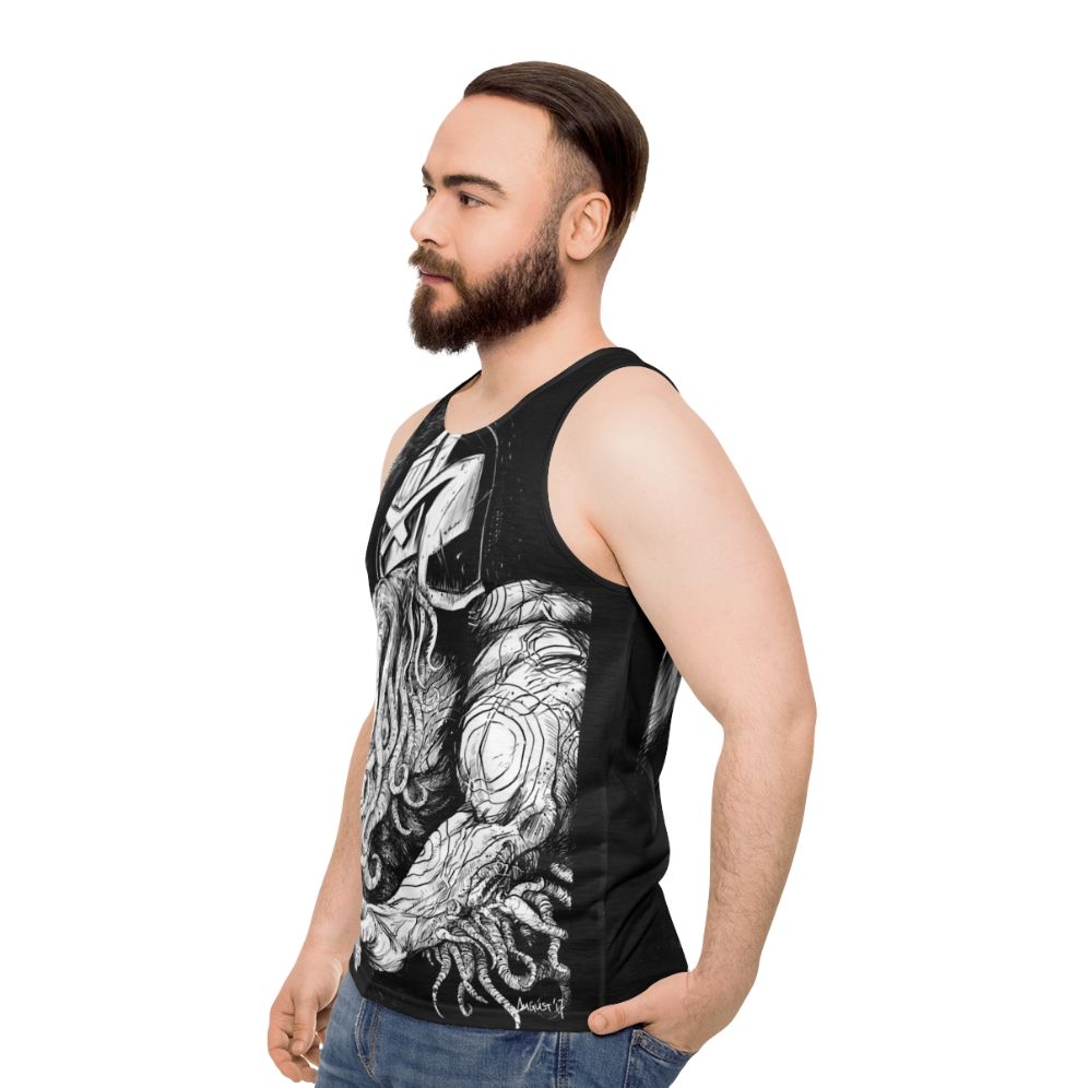 Judge Cthulhu Unisex Ink Graphic Tank Top - men side