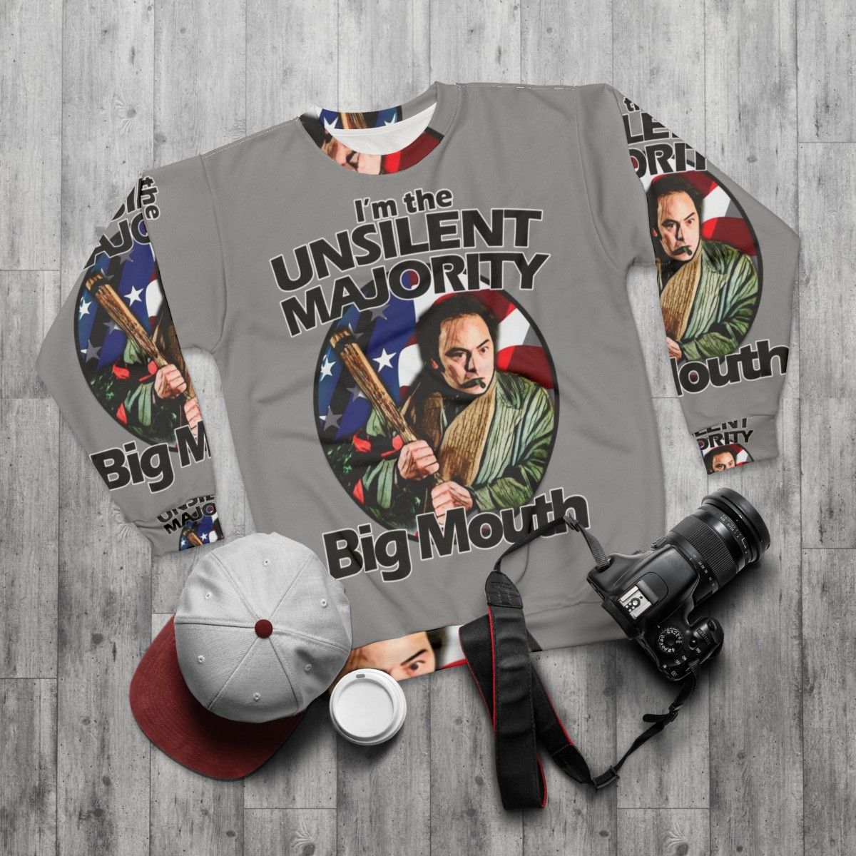 "Unsilent Majority Big Mouth Rocky Movie Sweatshirt" - flat lay