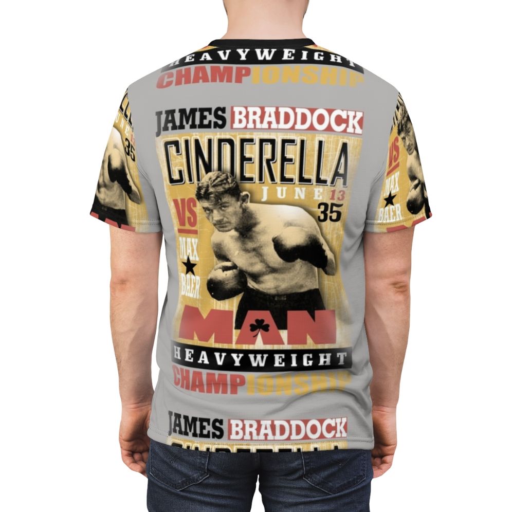 Vintage-style t-shirt featuring boxer James Braddock, the 1935 heavyweight champion - men back