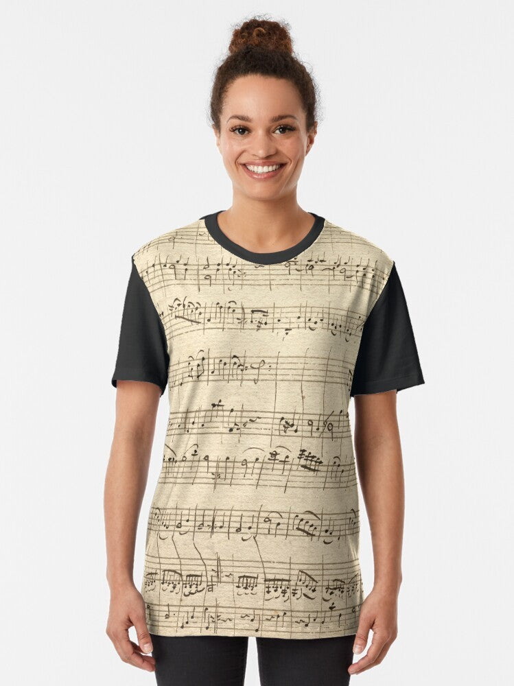 Wolfgang Amadeus Mozart Sheet Music Graphic T-Shirt - Women