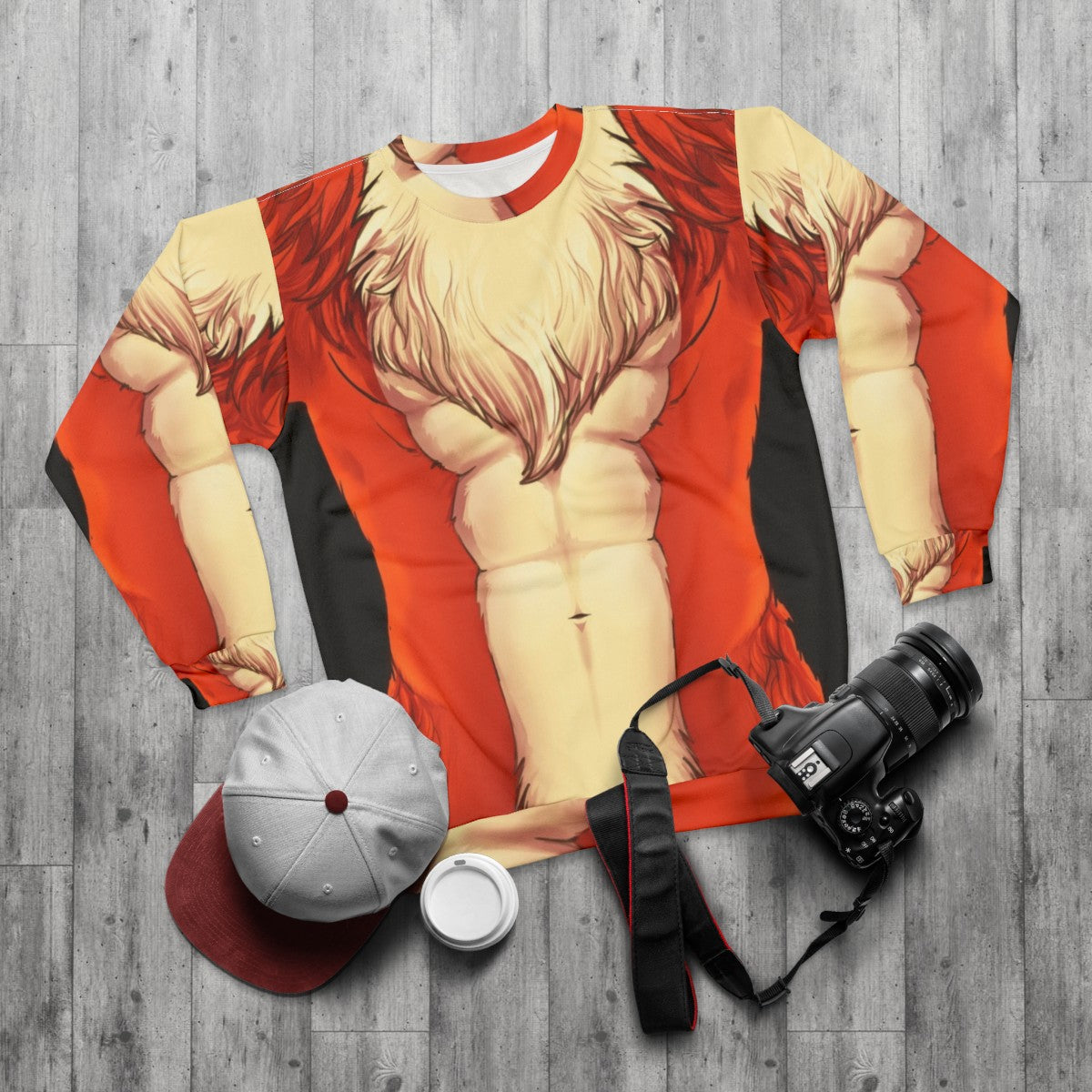 Foxy Fox Sweatshirt featuring an anthropomorphic fox design - flat lay