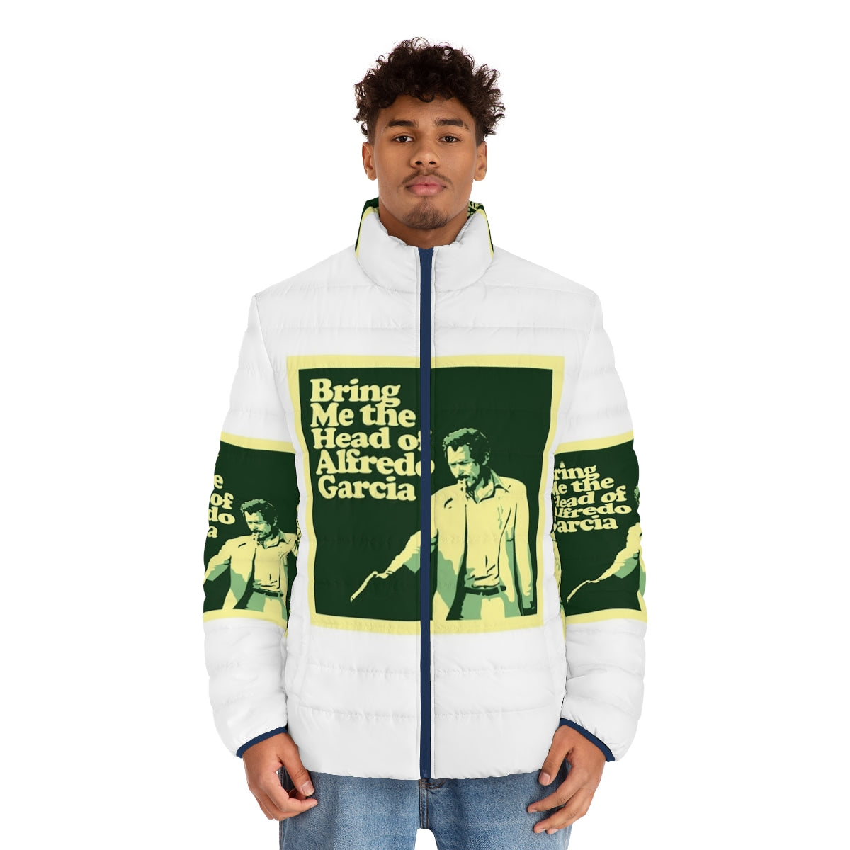 Alfredo Garcia Puffer Jacket featuring iconic 70s movie imagery - men front