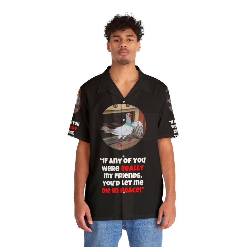 Sarcastic Hawaiian shirt with "Let Me Die in Peace" design - People Front