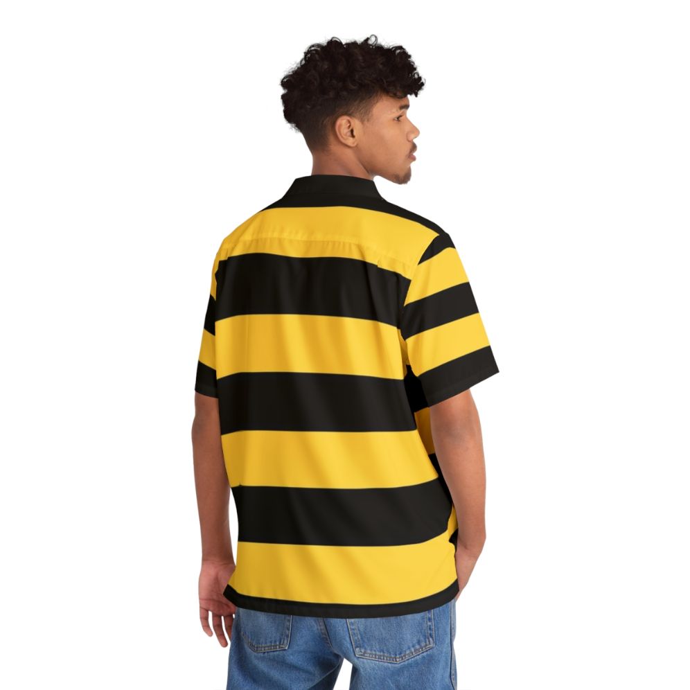 Bumble bee Hawaiian shirt with bright yellow and black stripes - People Back