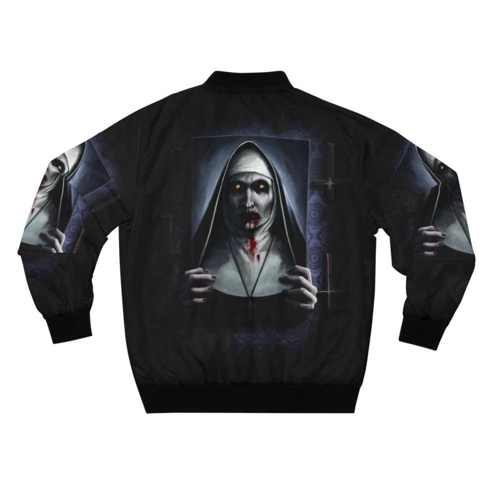 Valak demon-inspired bomber jacket with creepy, haunting design - Back