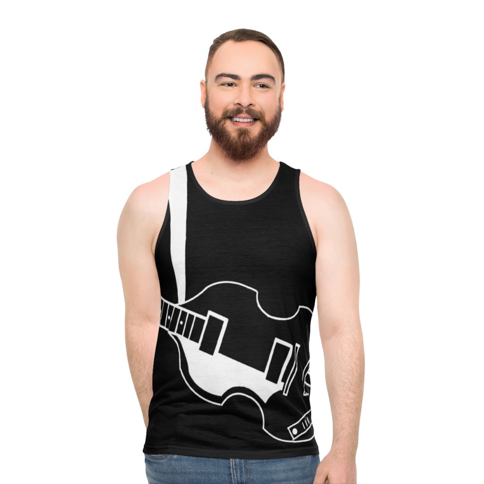 Unisex violin bass tank top featuring a music and beatles design - men