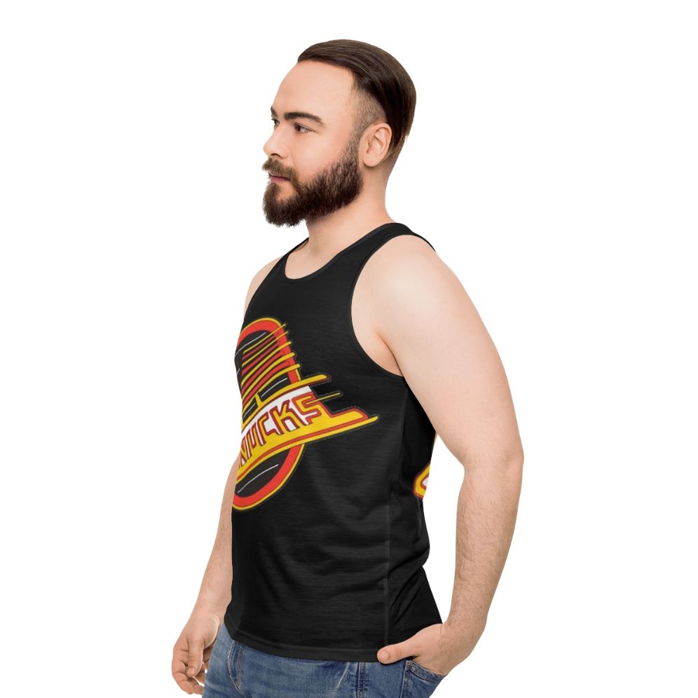 Retro Vancouver Canucks hockey jersey unisex tank top - men side