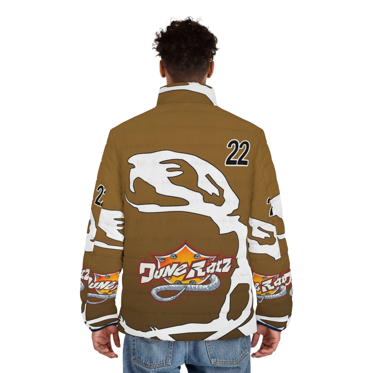 Hot Wheels Acceleracers Cosplay Puffer Jacket featuring Vert Wheeler inspired design - men back