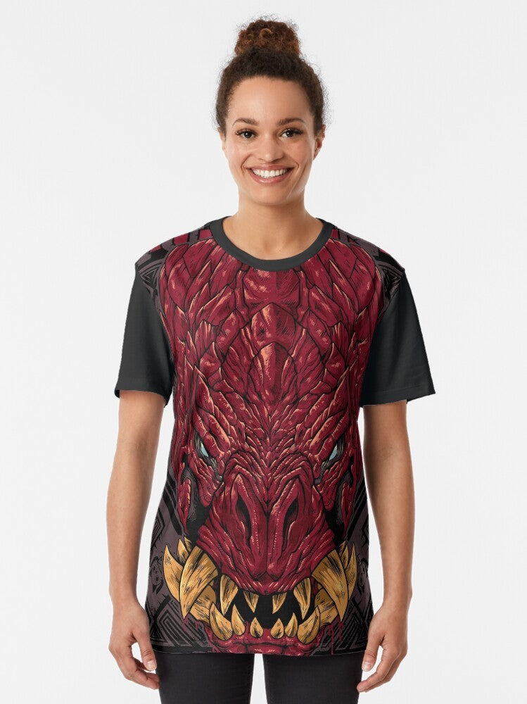 Odogaron monster from Monster Hunter World featured on a graphic hunting club t-shirt - Women