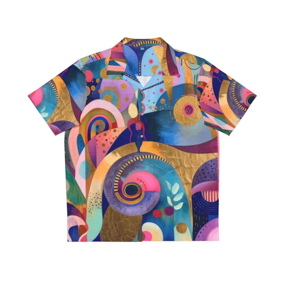 Tropical garden Hawaiian shirt with vibrant abstract patterns and floral design