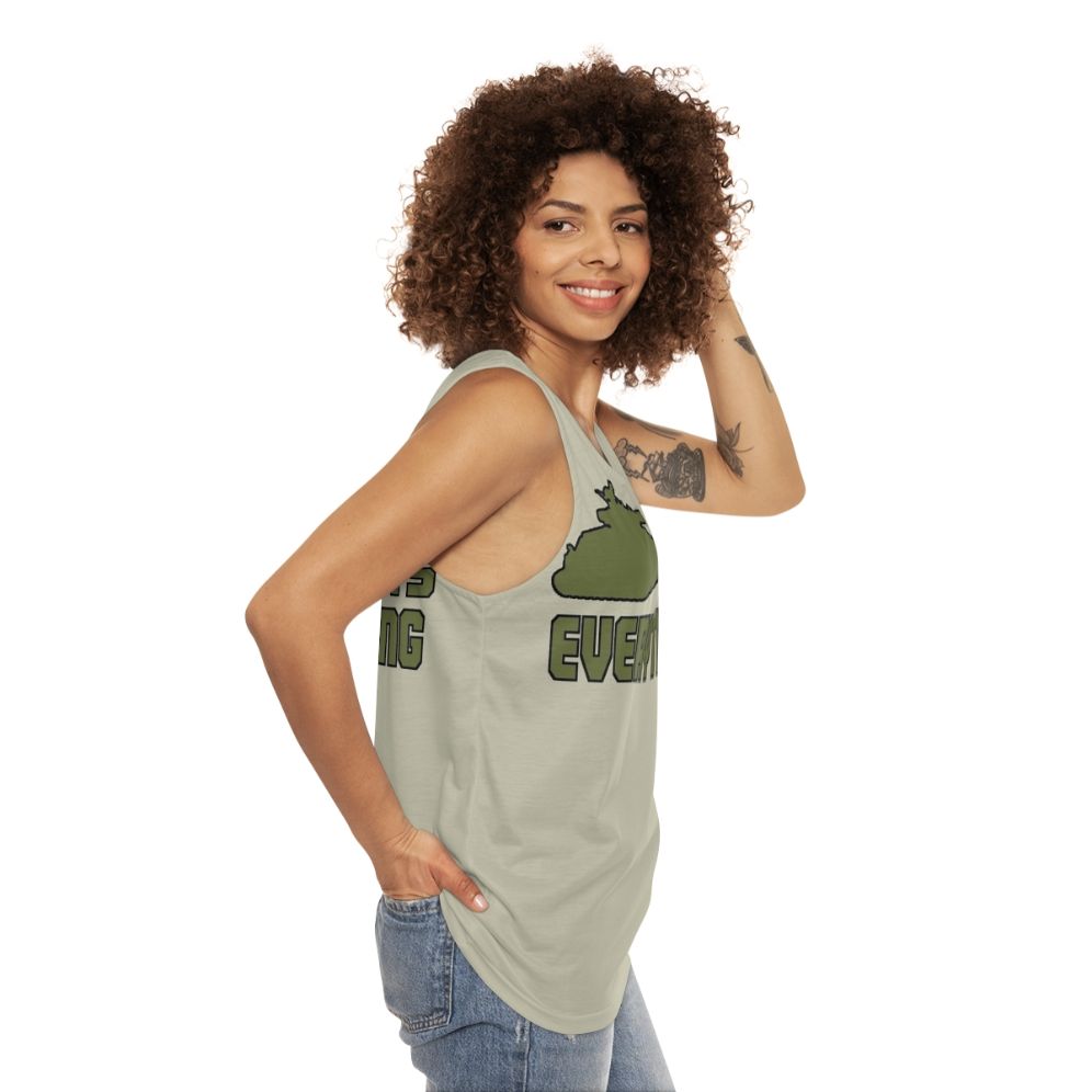 Unisex military sci-fi gaming graphic tank top - women side