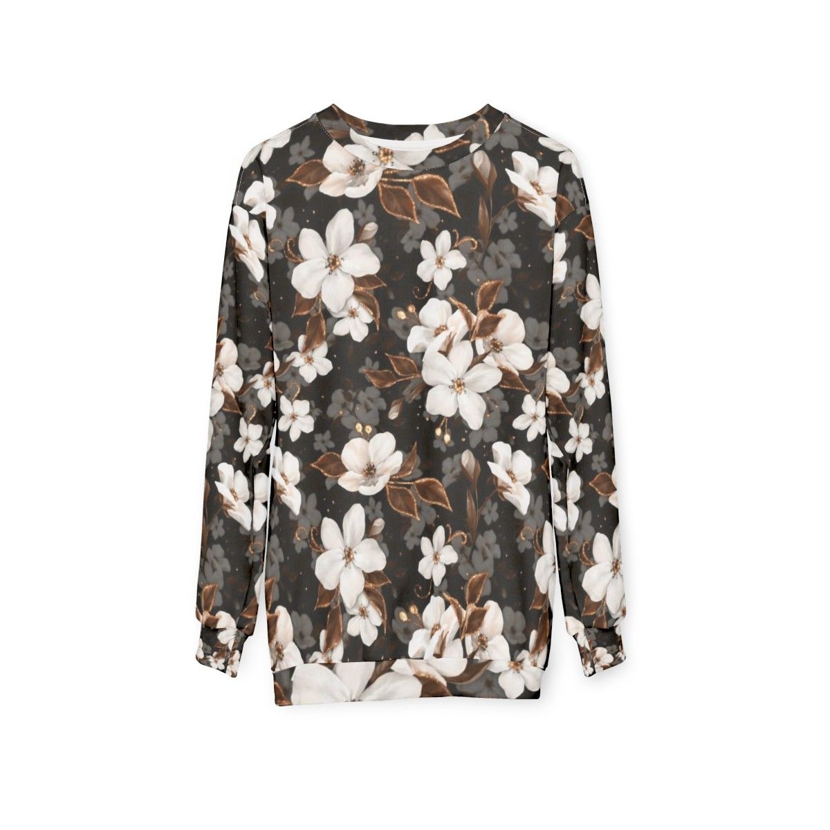 Floral sweatshirt with apple flower pattern - hanging