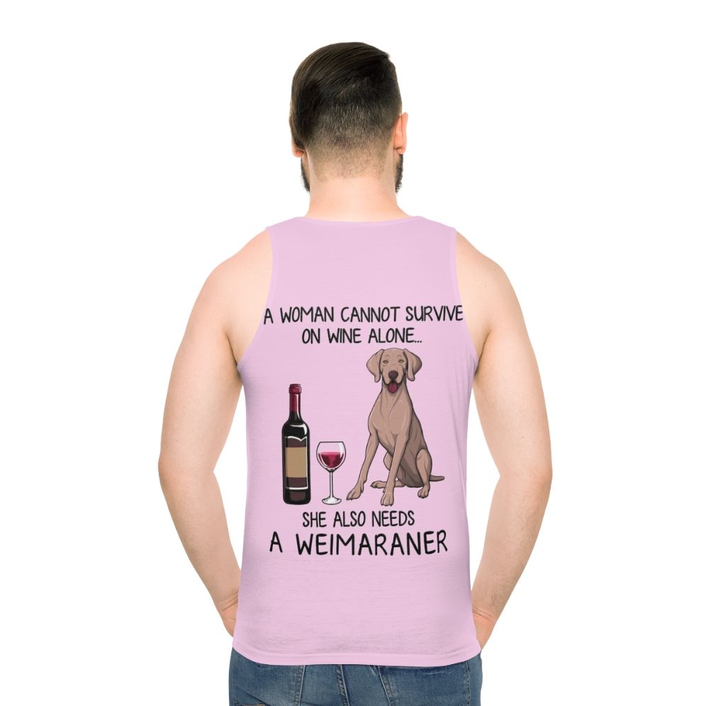 Weimaraner dog mom funny wine lover unisex tank top - men back