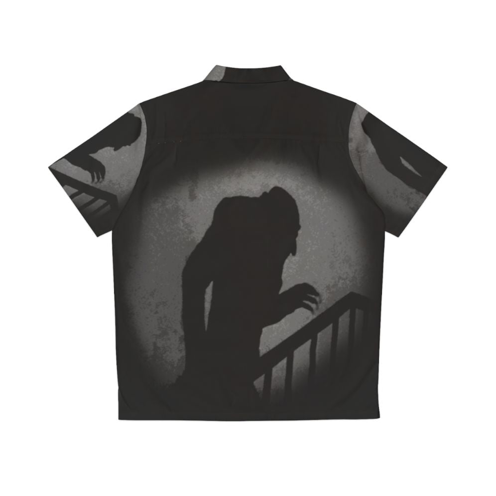 Nosferatu Silhouette Hawaiian Shirt featuring a haunting vampire shadow design - Back