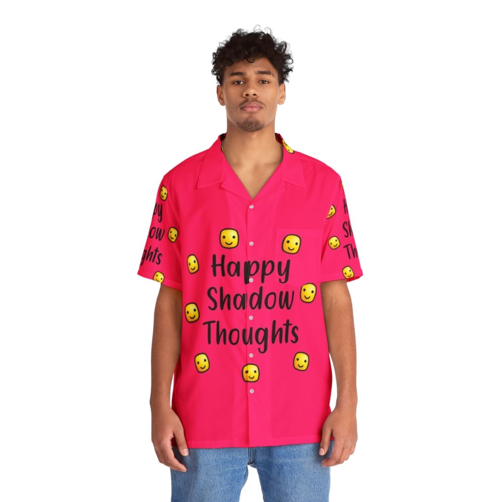 Motivational Hawaiian Shirt with Minimalist Shadow Thoughts Design - People Front