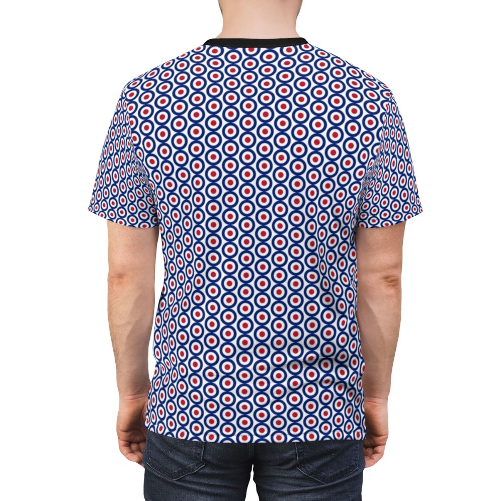 Mod-inspired t-shirt with a target design, perfect for scooter enthusiasts and retro fashion fans. - men back